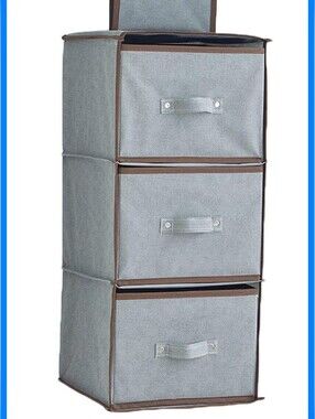 3-Tier Hanging Closet Organizer Storage Bins - Gray